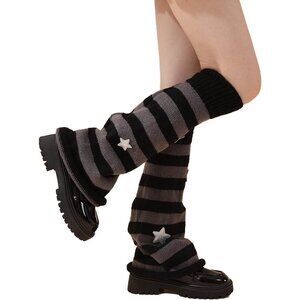 Kawaii Leg Warmers Women Girls Star Pattern Knit 80s Party Accessories
